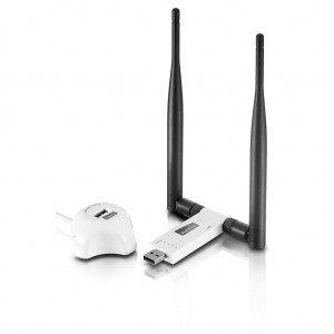 Adaptor wireless Netis WF2116 Mini USB WiFi adaptor, 300 Mbps cu 2 antene 5dBi detasabile